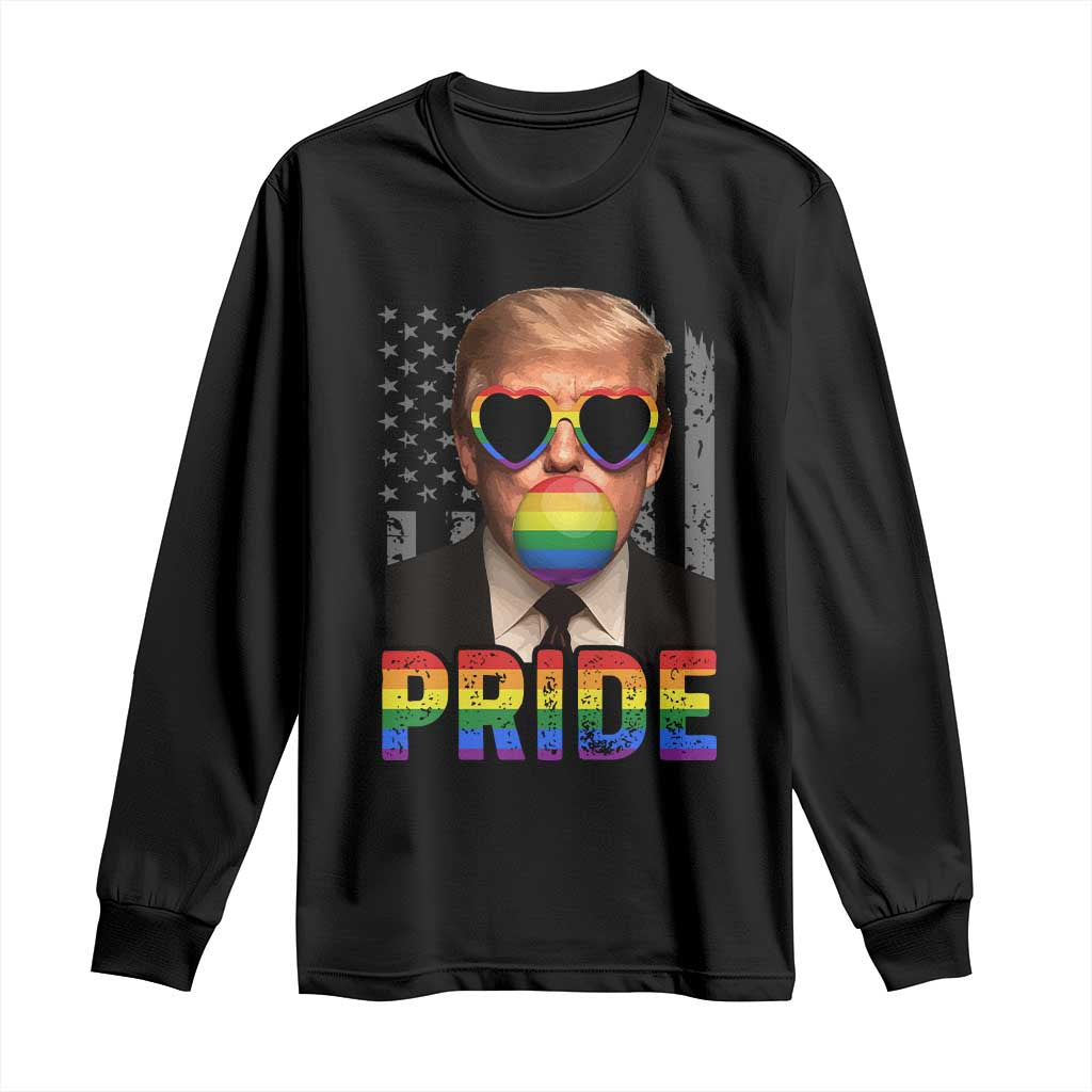 Funny LGBTQ Trump Pride Month Long Sleeve Shirt American Flag TS11 Black Print Your Wear