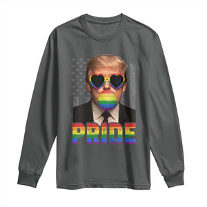 Funny LGBTQ Trump Pride Month Long Sleeve Shirt American Flag TS11 Dark Heather Print Your Wear