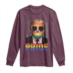 Funny LGBTQ Trump Pride Month Long Sleeve Shirt American Flag TS11 Maroon Print Your Wear