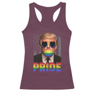 Funny LGBTQ Trump Pride Month Racerback Tank Top American Flag TS11 Maroon Print Your Wear