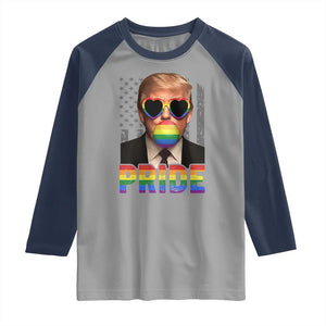 Funny LGBTQ Trump Pride Month Raglan Shirt American Flag TS11 Sport Gray Navy Print Your Wear
