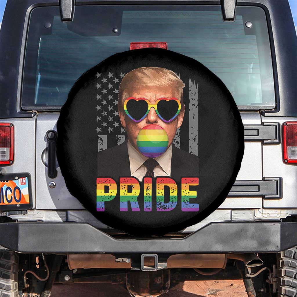 Funny LGBTQ Trump Pride Month Spare Tire Cover American Flag TS11 No hole Black Print Your Wear