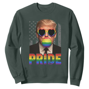 Funny LGBTQ Trump Pride Month Sweatshirt American Flag TS11 Dark Forest Green Print Your Wear