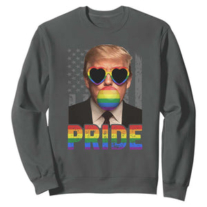 Funny LGBTQ Trump Pride Month Sweatshirt American Flag TS11 Dark Heather Print Your Wear