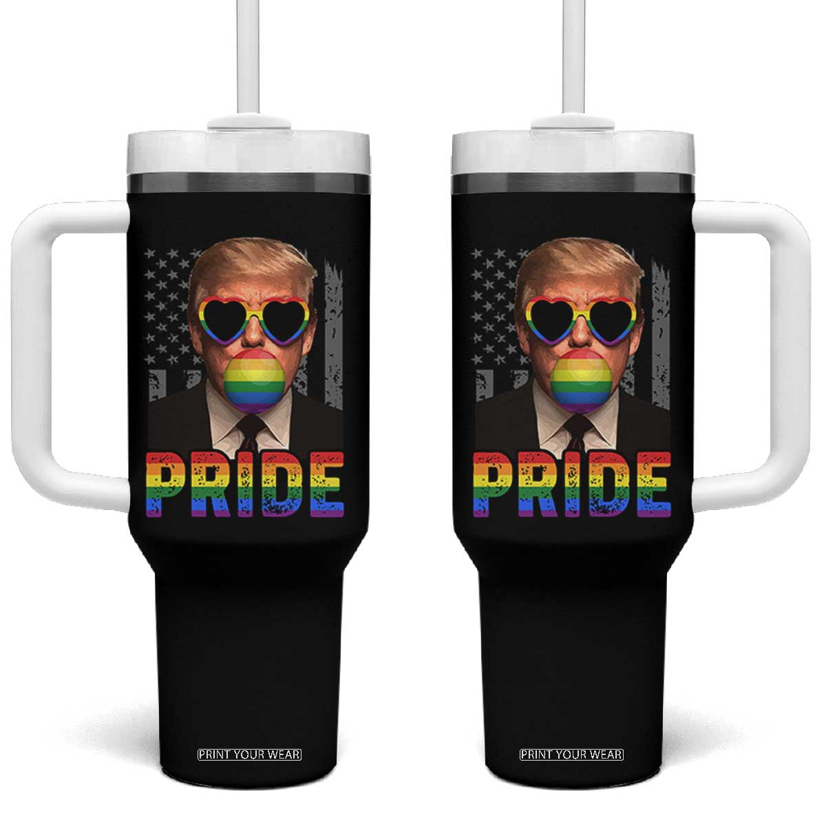 Funny LGBTQ Trump Pride Month Tumbler With Handle American Flag TS11 One Size: 40 oz Black Print Your Wear