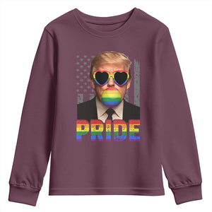 Funny LGBTQ Trump Pride Month Youth Sweatshirt American Flag TS11 Maroon Print Your Wear
