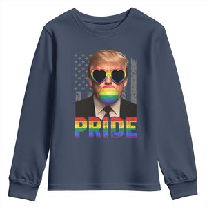 Funny LGBTQ Trump Pride Month Youth Sweatshirt American Flag TS11 Navy Print Your Wear