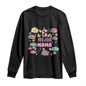 Funny La Mejor Mama Long Sleeve Shirt Spanish Latina Mother's Day TS11 Black Print Your Wear
