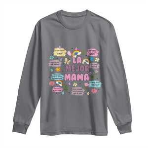 Funny La Mejor Mama Long Sleeve Shirt Spanish Latina Mother's Day TS11 Charcoal Print Your Wear