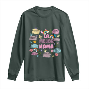 Funny La Mejor Mama Long Sleeve Shirt Spanish Latina Mother's Day TS11 Dark Forest Green Print Your Wear