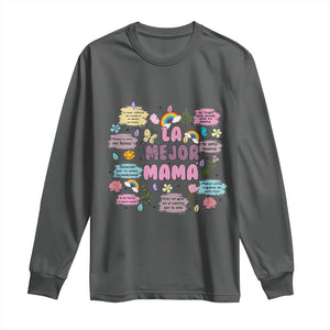 Funny La Mejor Mama Long Sleeve Shirt Spanish Latina Mother's Day TS11 Dark Heather Print Your Wear