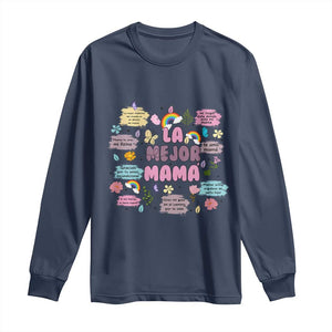 Funny La Mejor Mama Long Sleeve Shirt Spanish Latina Mother's Day TS11 Navy Print Your Wear