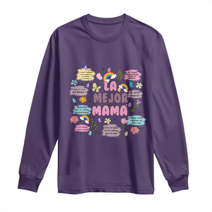 Funny La Mejor Mama Long Sleeve Shirt Spanish Latina Mother's Day TS11 Purple Print Your Wear