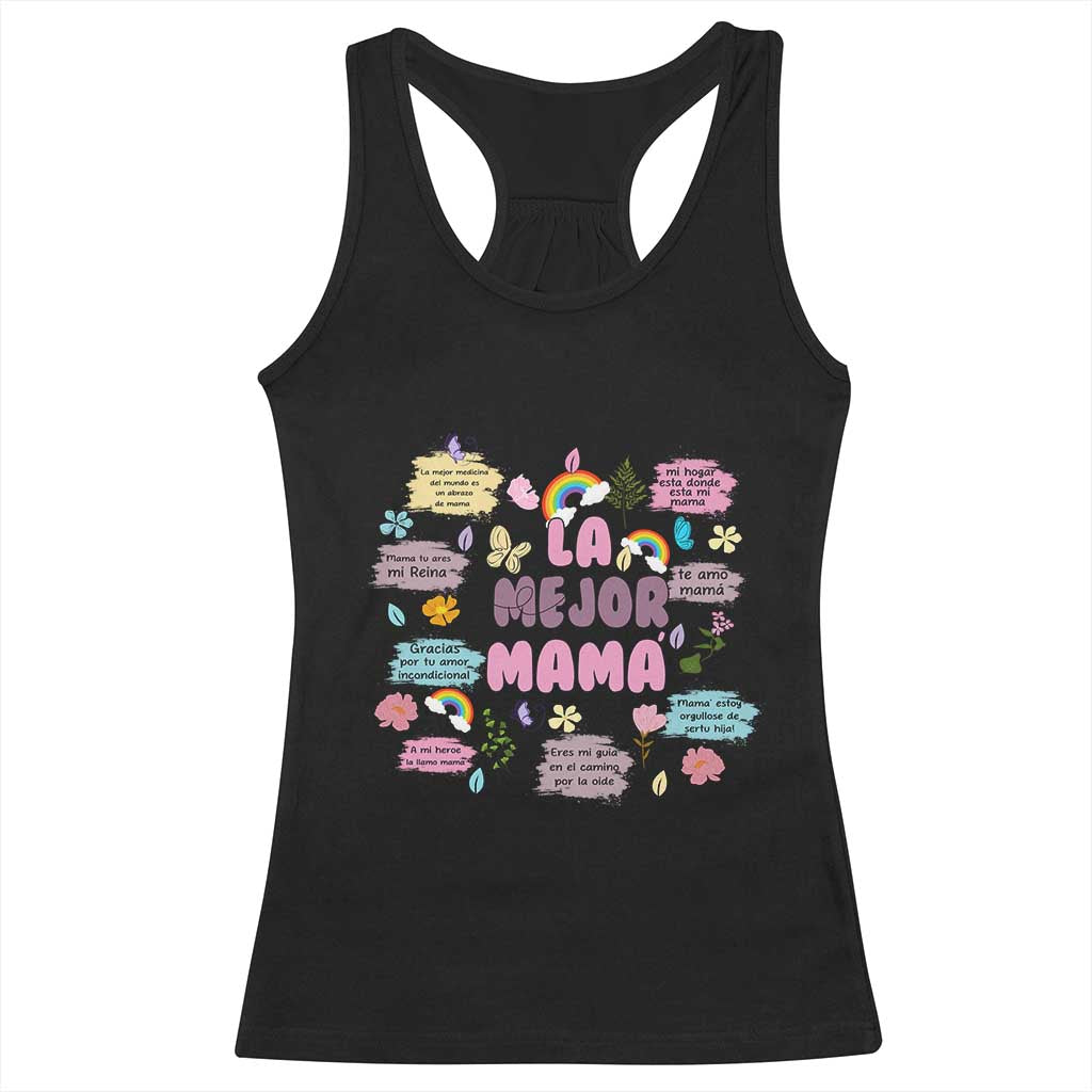 Funny La Mejor Mama Racerback Tank Top Spanish Latina Mother's Day TS11 Black Print Your Wear