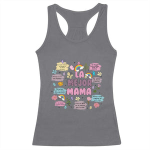 Funny La Mejor Mama Racerback Tank Top Spanish Latina Mother's Day TS11 Charcoal Print Your Wear
