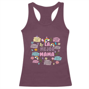 Funny La Mejor Mama Racerback Tank Top Spanish Latina Mother's Day TS11 Maroon Print Your Wear
