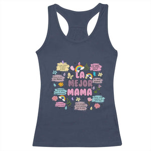 Funny La Mejor Mama Racerback Tank Top Spanish Latina Mother's Day TS11 Navy Print Your Wear