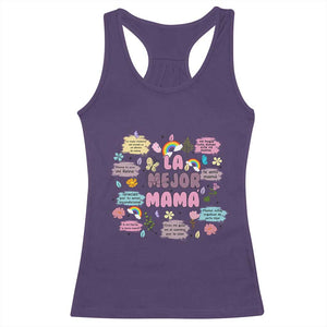 Funny La Mejor Mama Racerback Tank Top Spanish Latina Mother's Day TS11 Purple Print Your Wear