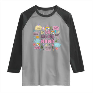 Funny La Mejor Mama Raglan Shirt Spanish Latina Mother's Day TS11 Sport Gray Black Print Your Wear