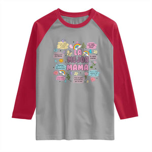 Funny La Mejor Mama Raglan Shirt Spanish Latina Mother's Day TS11 Sport Gray Red Print Your Wear