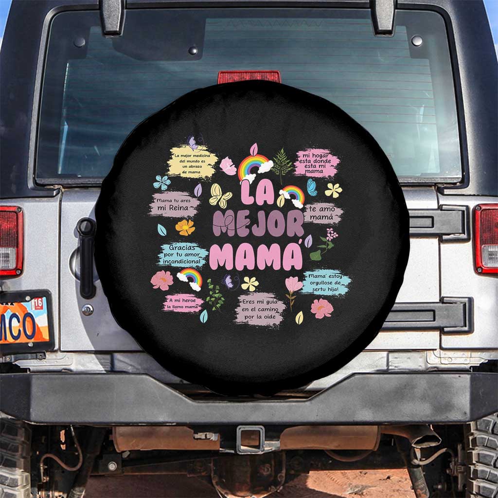 Funny La Mejor Mama Spare Tire Cover Spanish Latina Mother's Day TS11 No hole Black Print Your Wear