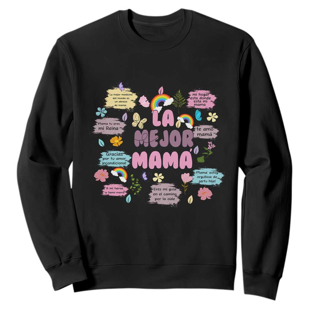 Funny La Mejor Mama Sweatshirt Spanish Latina Mother's Day TS11 Black Print Your Wear