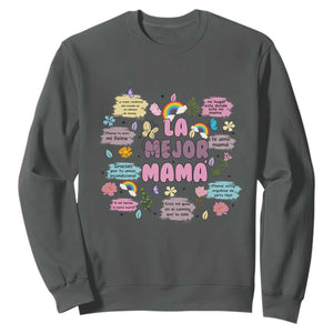 Funny La Mejor Mama Sweatshirt Spanish Latina Mother's Day TS11 Dark Heather Print Your Wear
