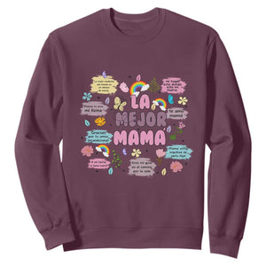 Funny La Mejor Mama Sweatshirt Spanish Latina Mother's Day TS11 Maroon Print Your Wear