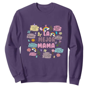 Funny La Mejor Mama Sweatshirt Spanish Latina Mother's Day TS11 Purple Print Your Wear