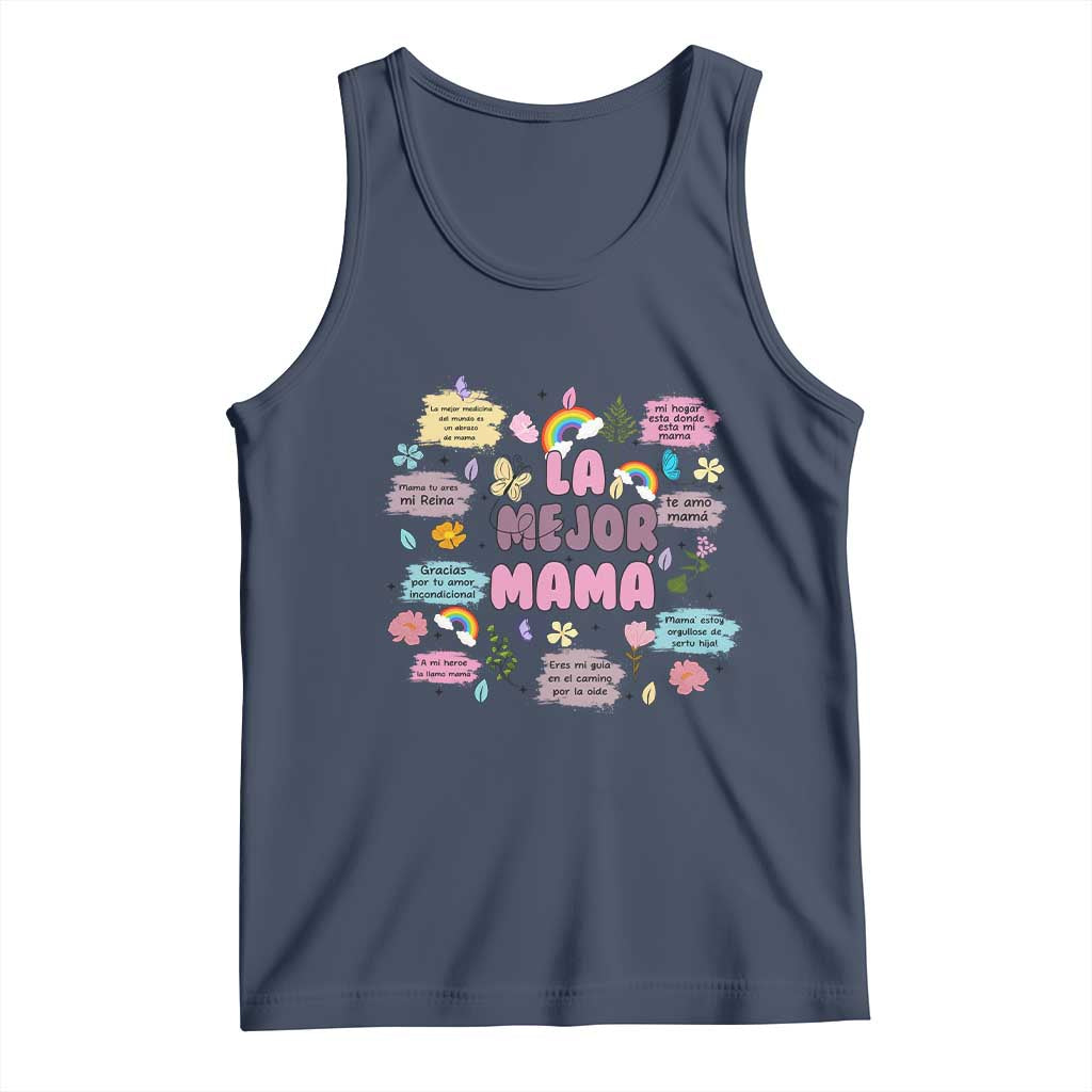 Funny La Mejor Mama Tank Top Spanish Latina Mother's Day TS11 Navy Print Your Wear