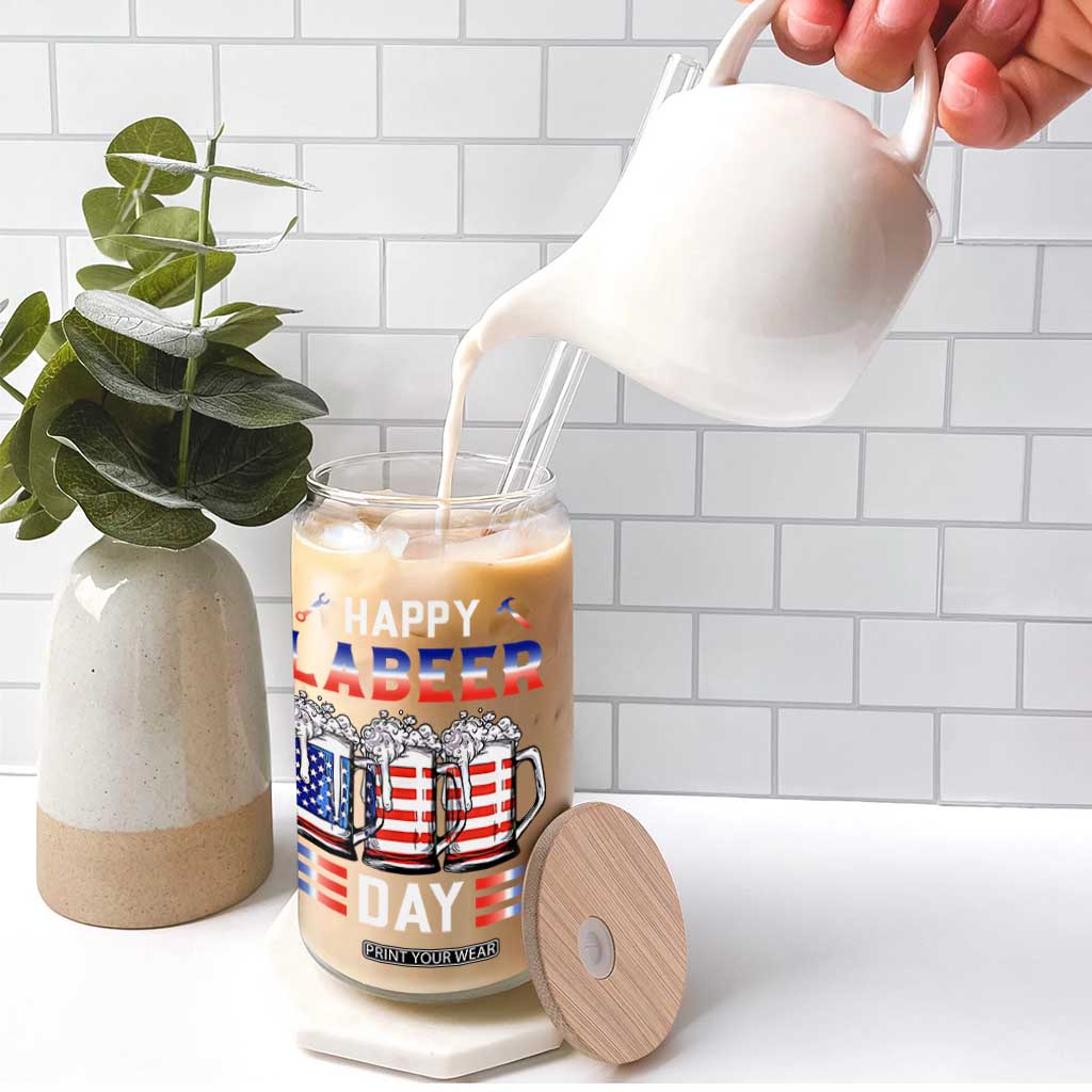 Funny Labor Day Drinking Glass Can Labeer Day American Flag Beer Mug TS11 Print Your Wear