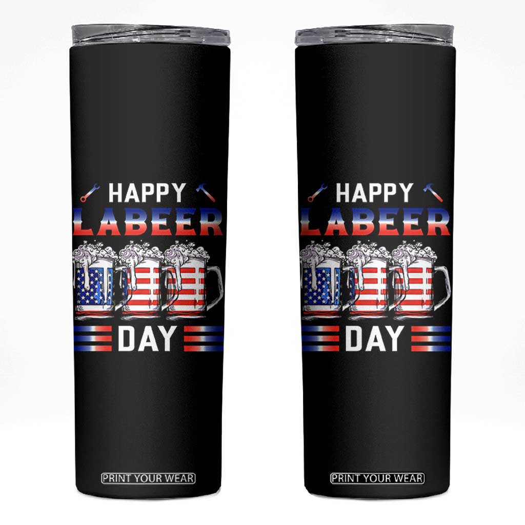 Funny Labor Day Drinking Skinny Tumbler Labeer Day American Flag Beer Mug TS11 Black Print Your Wear