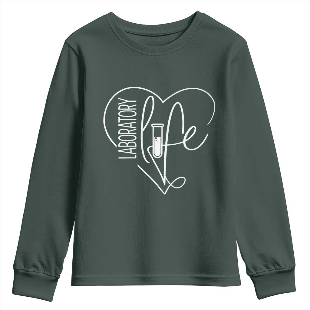 Funny Laboratory Life Lab Chemistry Scientist Youth Sweatshirt TS11 Dark Forest Green Print Your Wear