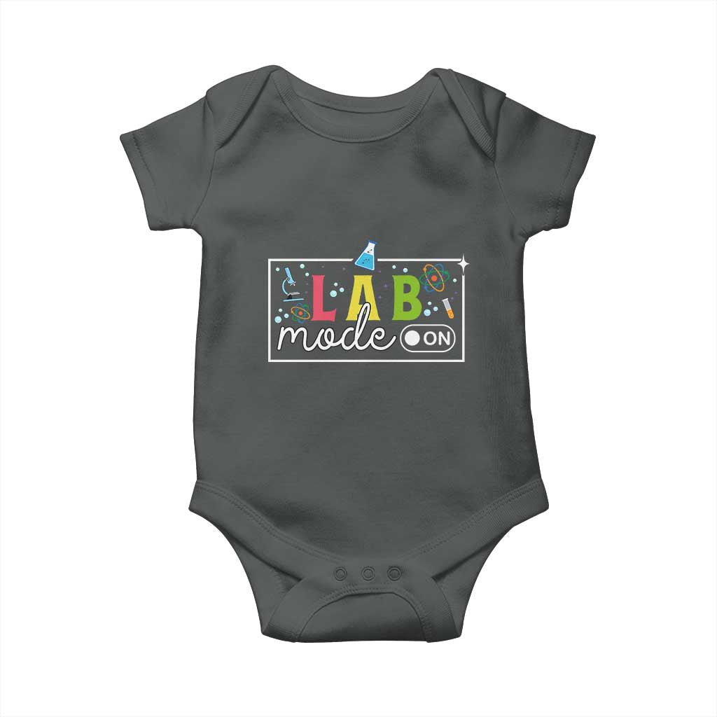 Funny Laboratory Scientist Baby Onesie Lab Mode On Chemistry Medical TS11 Dark Heather Print Your Wear