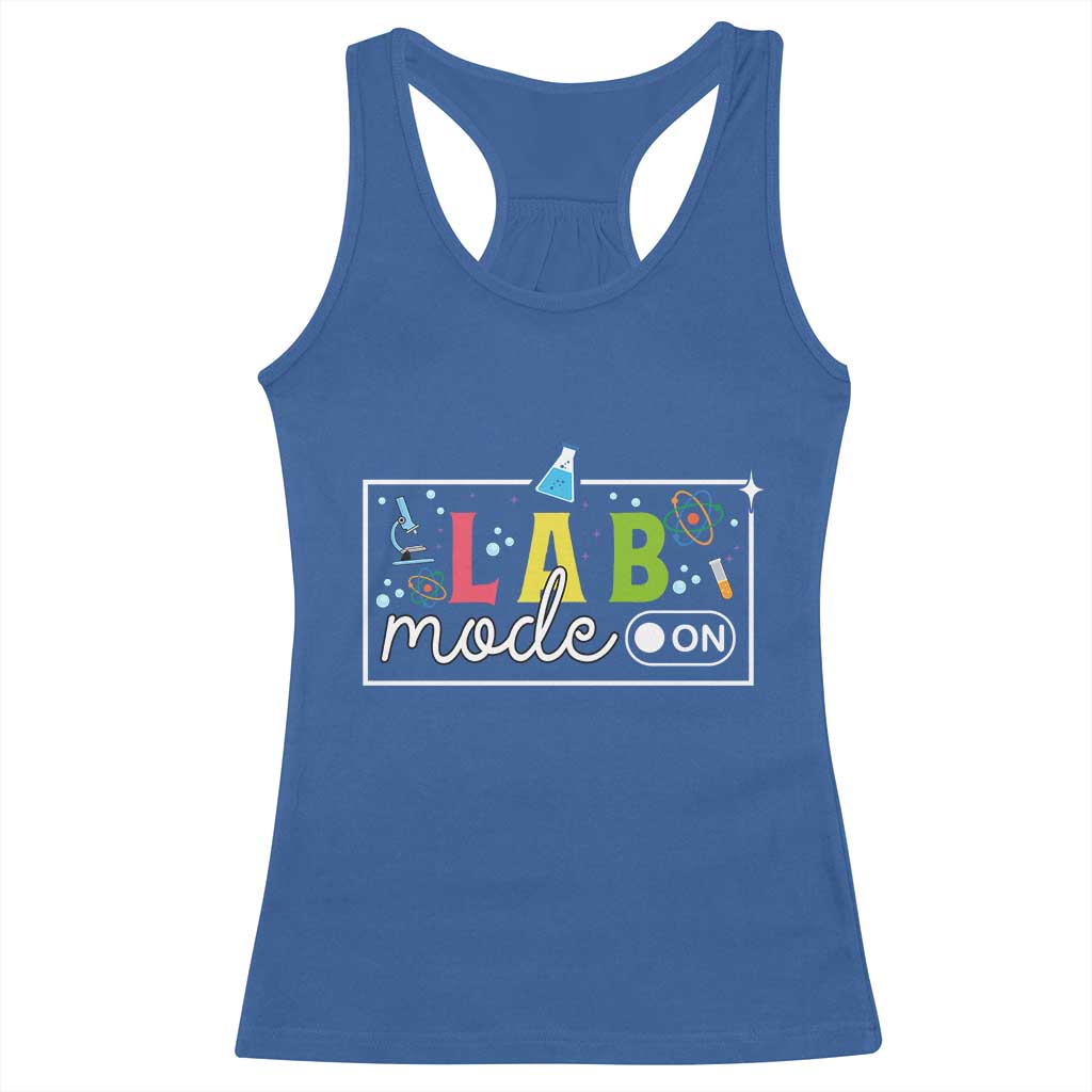 Funny Laboratory Scientist Racerback Tank Top Lab Mode On Chemistry Medical TS11 Royal Blue Print Your Wear