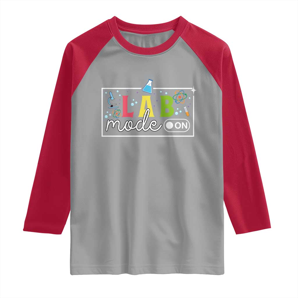 Funny Laboratory Scientist Raglan Shirt Lab Mode On Chemistry Medical TS11 Sport Gray Red Print Your Wear