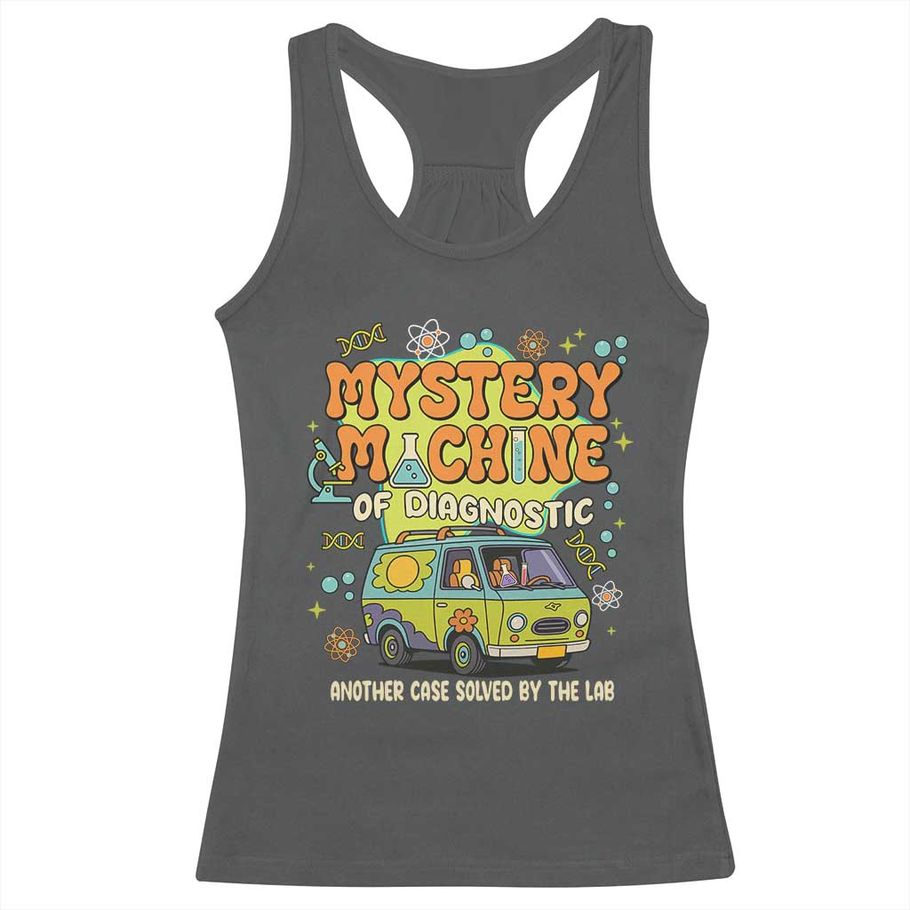 Funny Laboratory Week Scientist Racerback Tank Top Mystery Machine Of Diagnostic Chemistry Medical Van TS11 Dark Heather Print Your Wear