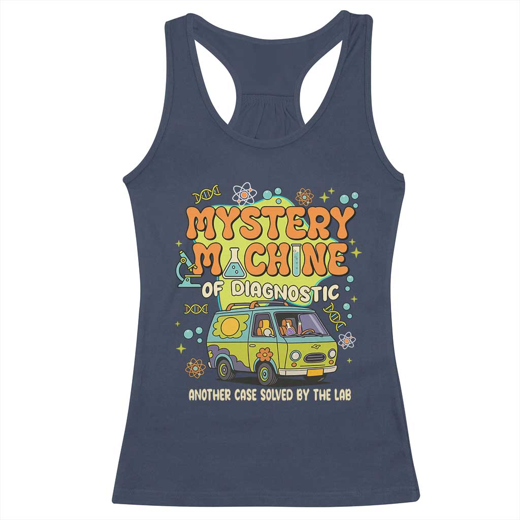 Funny Laboratory Week Scientist Racerback Tank Top Mystery Machine Of Diagnostic Chemistry Medical Van TS11 Navy Print Your Wear