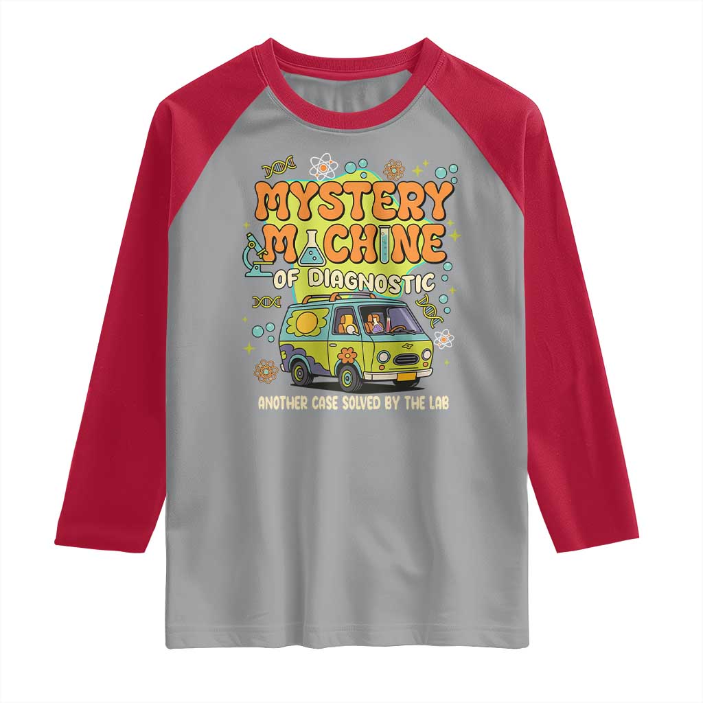 Funny Laboratory Week Scientist Raglan Shirt Mystery Machine Of Diagnostic Chemistry Medical Van TS11 Sport Gray Red Print Your Wear