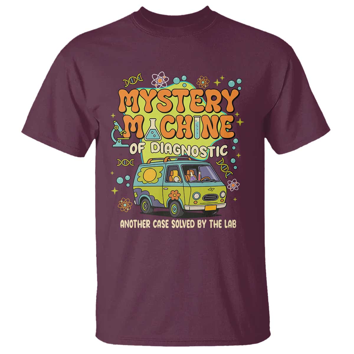 Funny Laboratory Week Scientist T Shirt Mystery Machine Of Diagnostic Chemistry Medical Van TS11 Maroon Print Your Wear