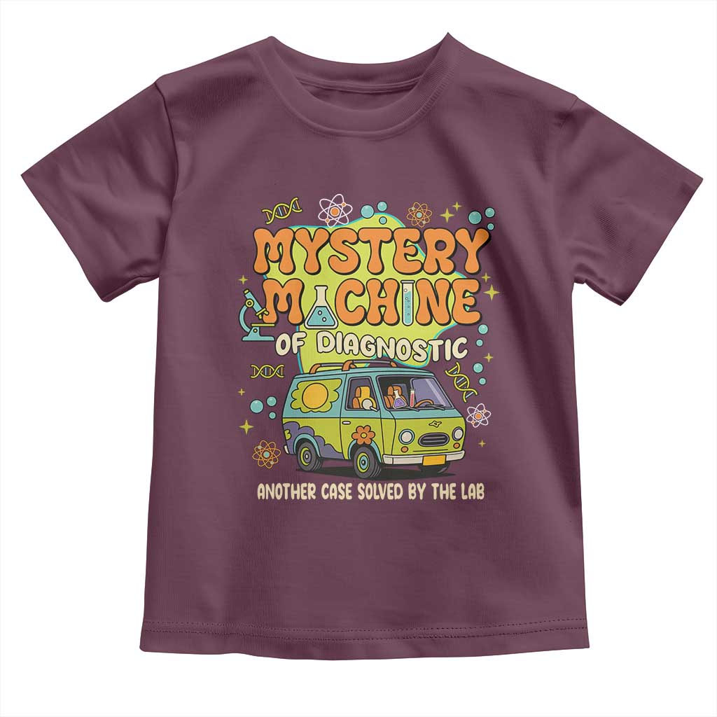 Funny Laboratory Week Scientist Toddler T Shirt Mystery Machine Of Diagnostic Chemistry Medical Van TS11 Maroon Print Your Wear
