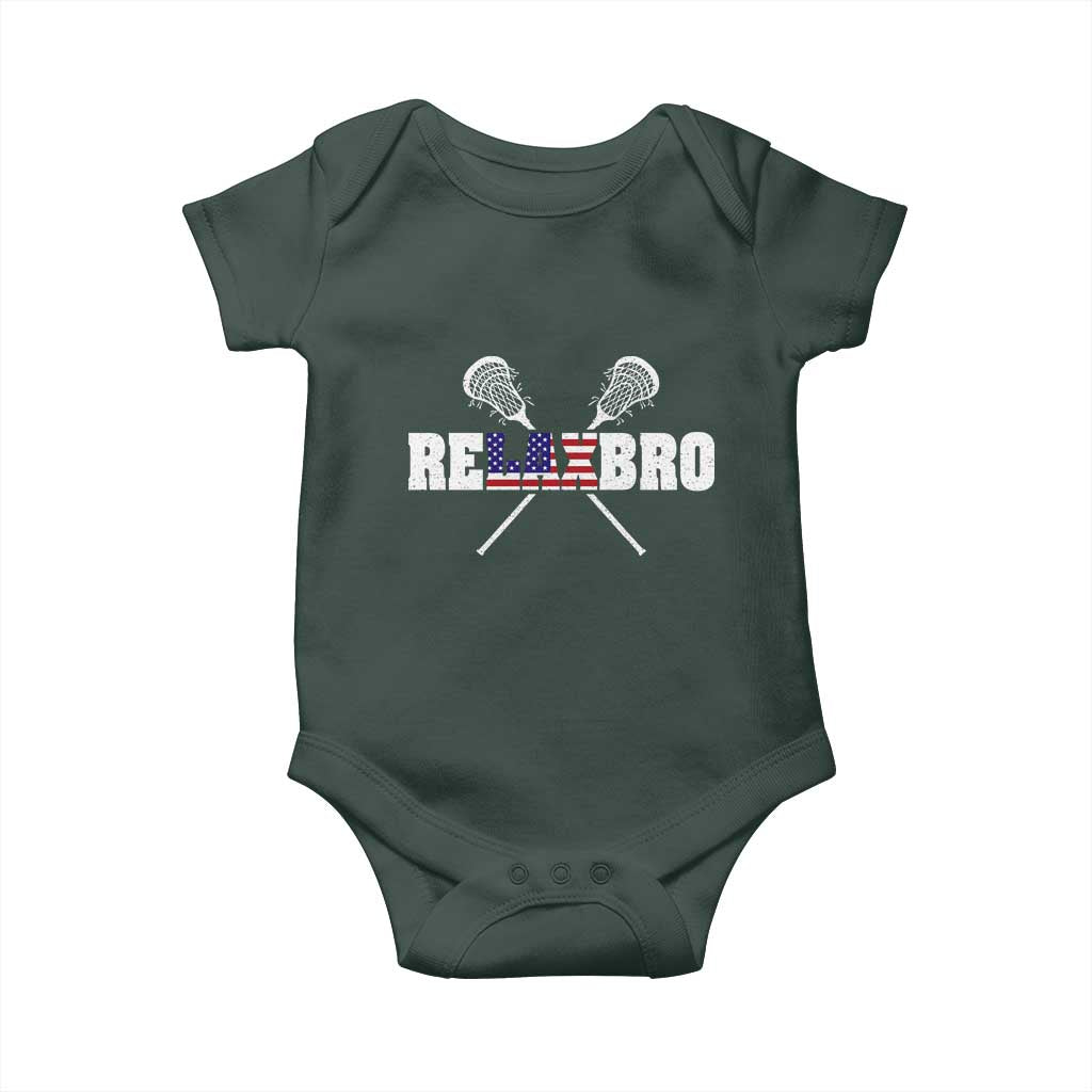 Funny Lacrosse Baby Onesie American Flag Relax Bro Lax Lover Joke TS10 Print Your Wear