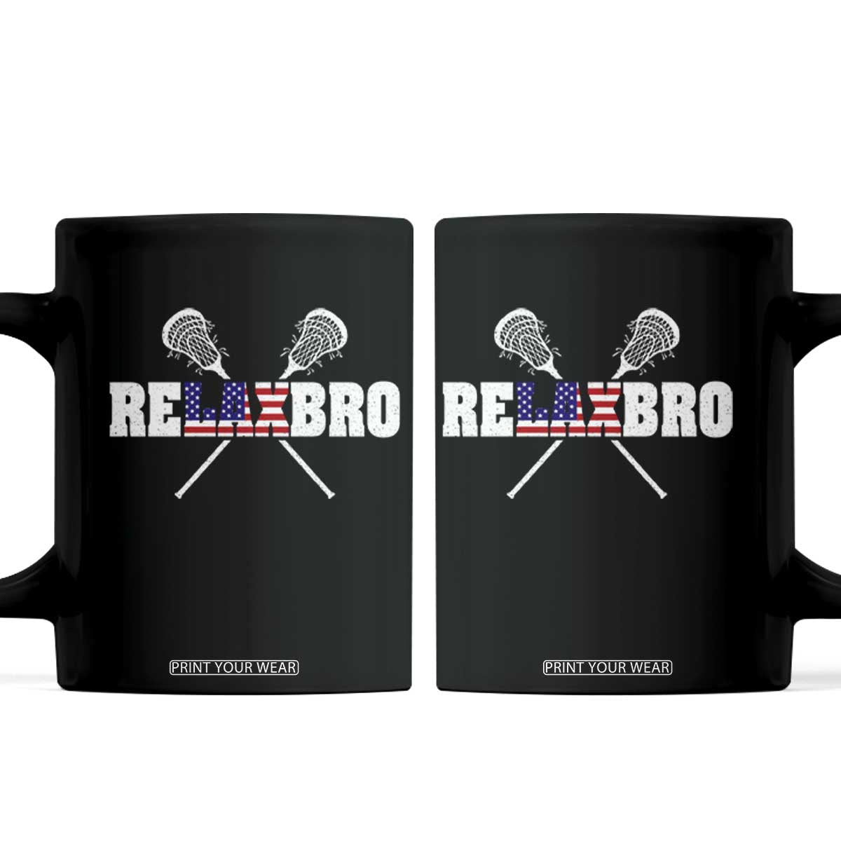 Funny Lacrosse Coffee Mug American Flag Relax Bro Lax Lover Joke TS10 Black Print Your Wear