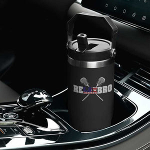 Funny Lacrosse Flip Straw Tumbler American Flag Relax Bro Lax Lover Joke TS10 Print Your Wear