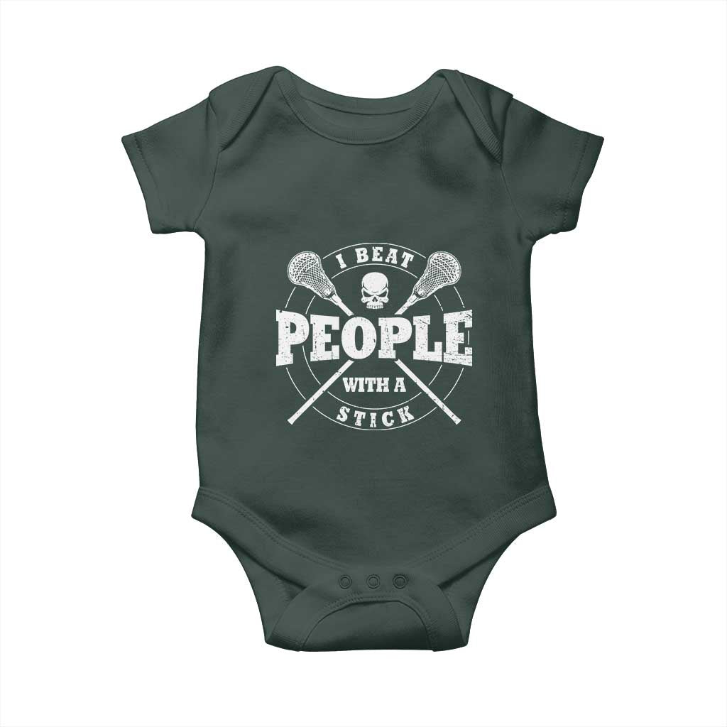 Funny Lacrosse Lax Baby Onesie I Beat People With A Stick Skull TS11 Print Your Wear