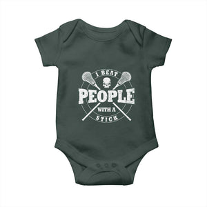Funny Lacrosse Lax Baby Onesie I Beat People With A Stick Skull TS11 Print Your Wear