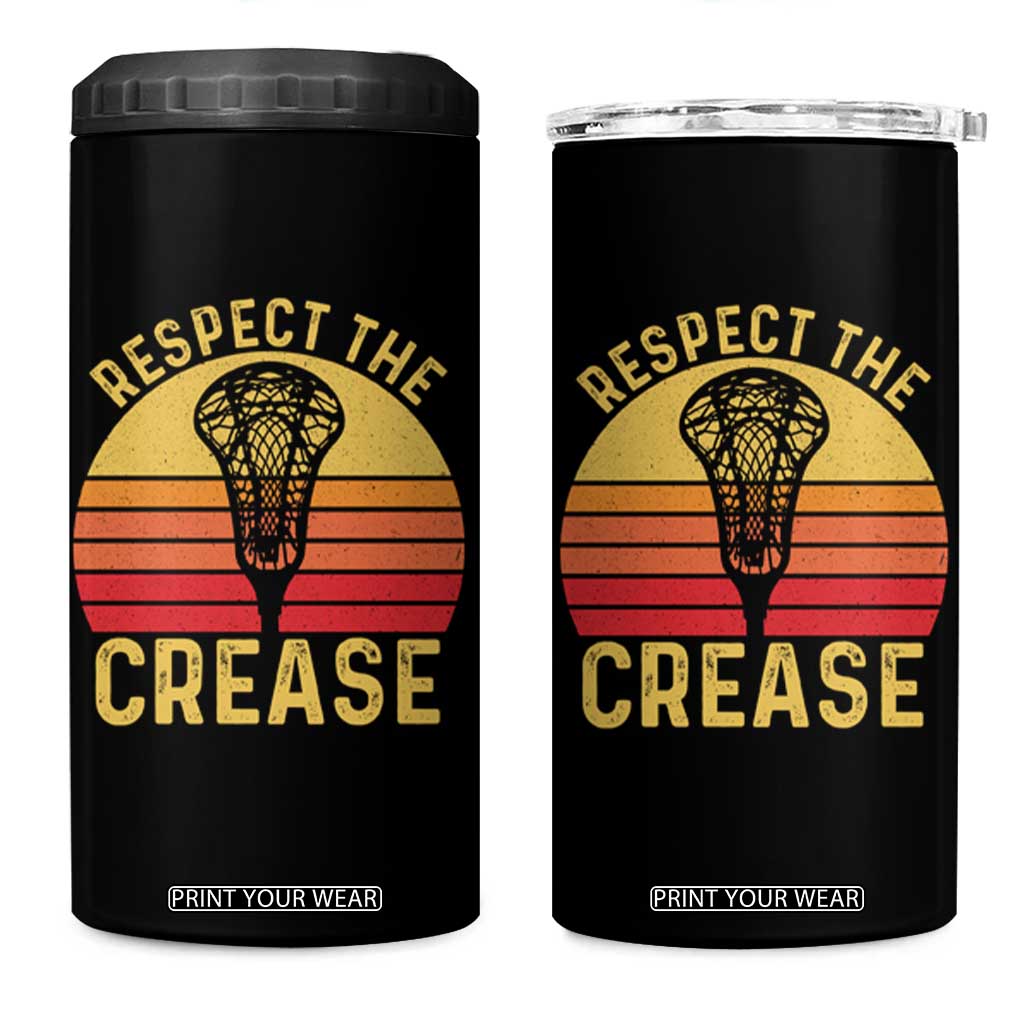 Funny Lacrosse Lax Goalie Goalkeeper 4 in 1 Can Cooler Tumbler Respect The Crease TS11 One Size: 16 oz Black Print Your Wear