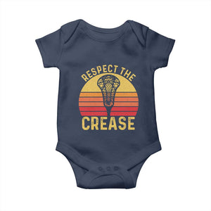 Funny Lacrosse Lax Goalie Goalkeeper Baby Onesie Respect The Crease TS11 Navy Print Your Wear