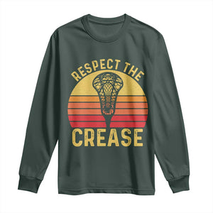 Funny Lacrosse Lax Goalie Goalkeeper Long Sleeve Shirt Respect The Crease TS11 Dark Forest Green Print Your Wear