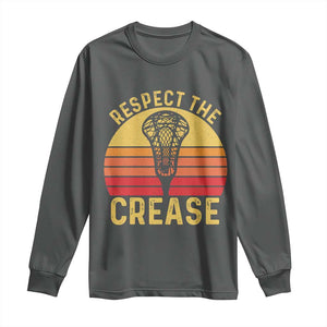 Funny Lacrosse Lax Goalie Goalkeeper Long Sleeve Shirt Respect The Crease TS11 Dark Heather Print Your Wear